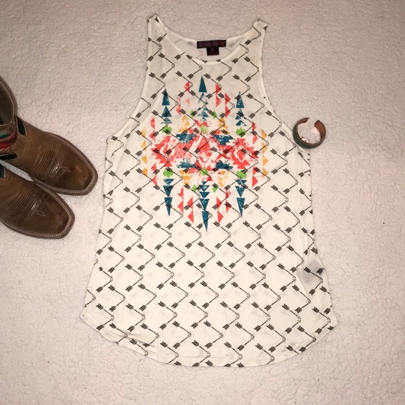 Rock&Roll Cowgirl Colorful Arrow Print Tank Medium - Picture 1 of 4